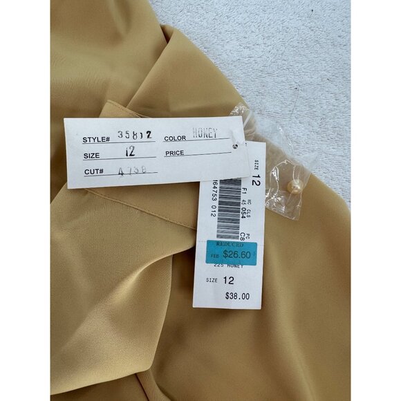 Vintage Kathy Che Beige Pleated Button-Up Blouse With Embroidered Collar Womens - Picture 8 of 10